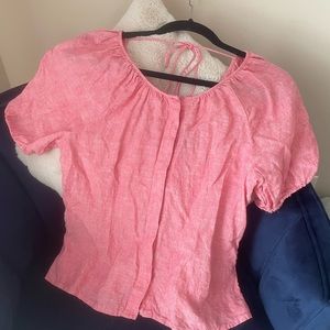 J. Crew Pink Linen blend top Size 6
